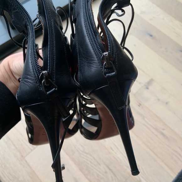 AQUAZZURA - AMAZON LEATHER LACE-UP SANDALS - black - Picture 15 of 16